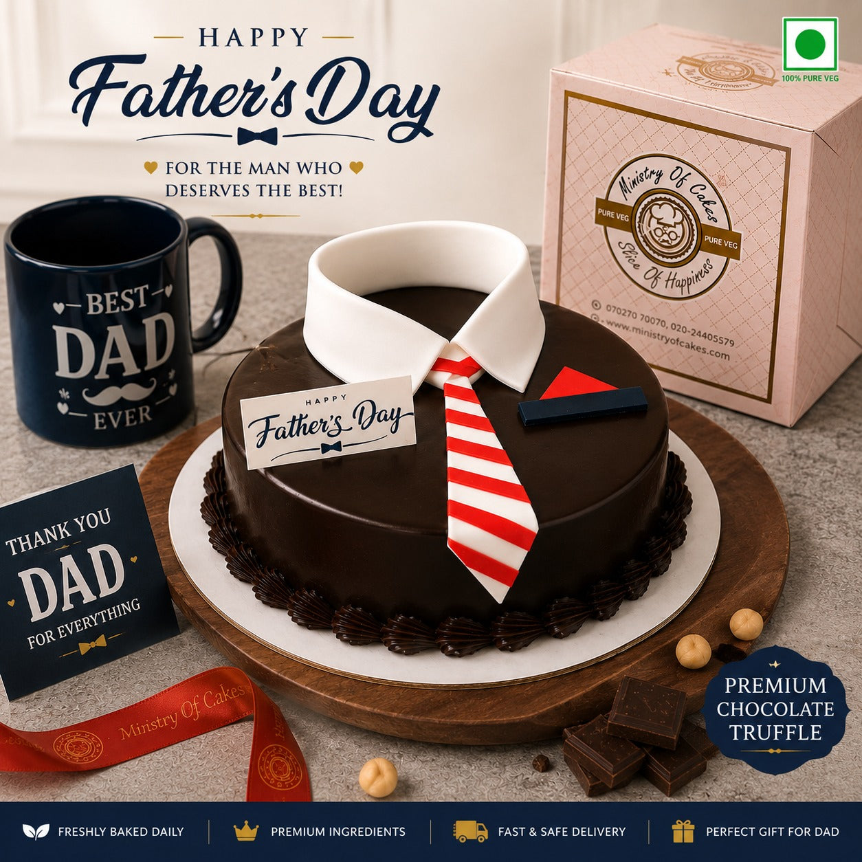 Best Dad Ever Father's Day Chocolate Truffle Cake
