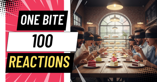 People in Delhi participating in a blindfolded eggless cake taste test at Ministry of Cakes