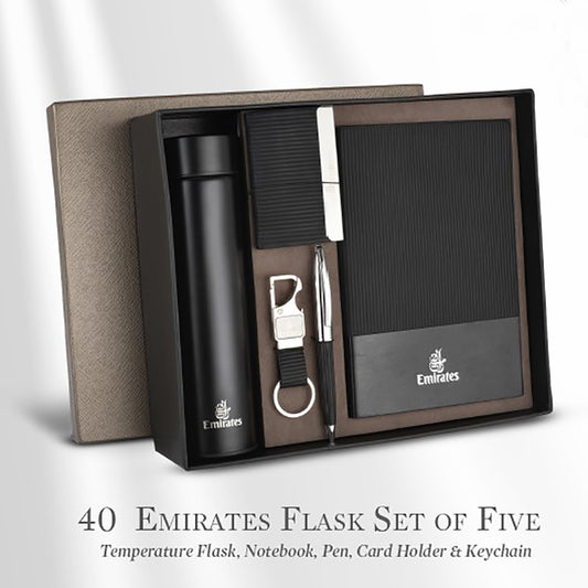 Temperature Flask, Notebook, Pen, Card Holder & Keychain | Employee Joining Kit | Corporate Gifts | Festival Gifting | Ministry of Cakes